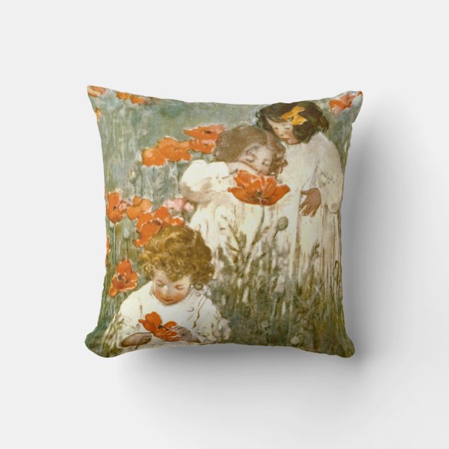 Among the Poppies 1904 Cushion (Front)