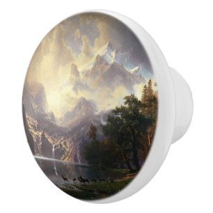 Among the Sierra Nevada, California, Bierstadt Art Ceramic Knob