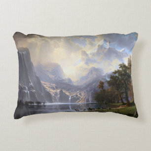 Among the Sierra Nevada Mountains by Bierstadt Decorative Cushion