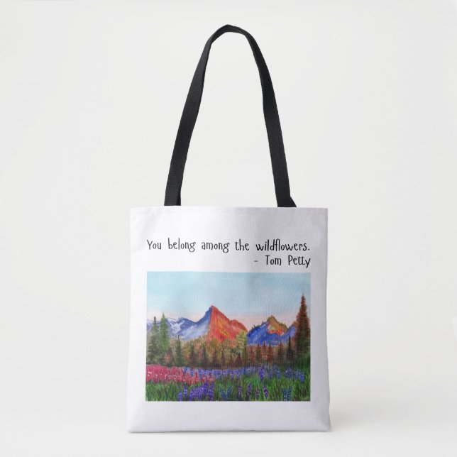 Among The Wildflowers Inspirational Faith Quote Tote Bag (Front)