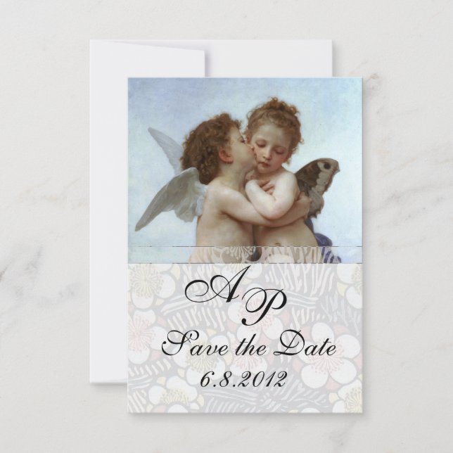 Amor and Psyche as Children Wedding Party Monogram Invitation (Front)