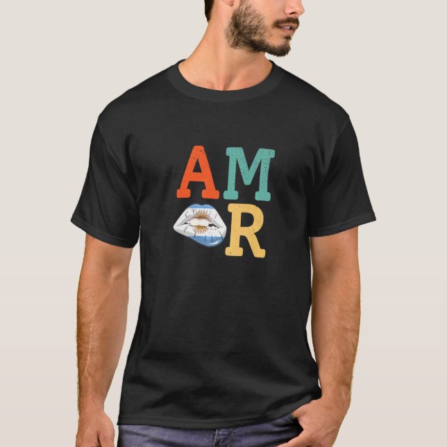 Amor Argentina flag lips T-Shirt (Front)