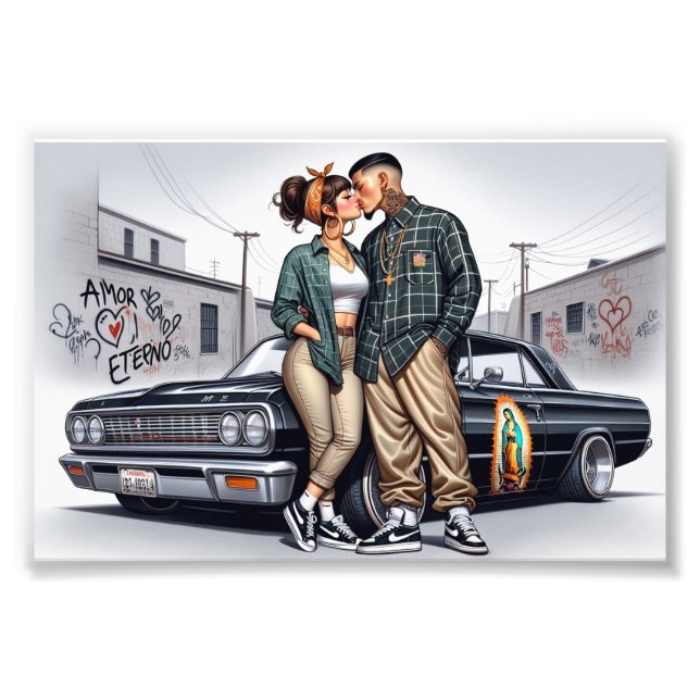Amor Eterno Cholo Love Couple Photo Print (Front)