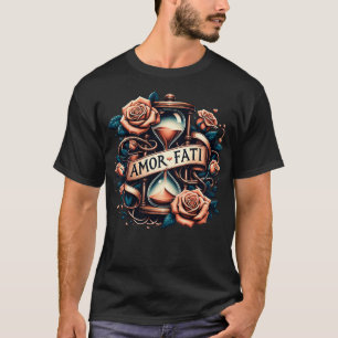 Amor Fati Rose Time Hourglass Philosophy T-Shirt
