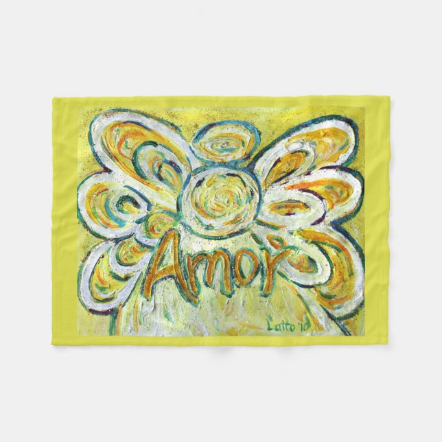 Amor Guardian Angel Art Custom Fleece Blanket (Front (Horizontal))