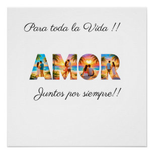 AMOR Poster with Vibrant Beach Couples