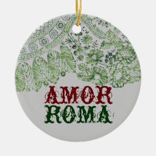 Amor Roma With Green Lace Ceramic Tree Decoration