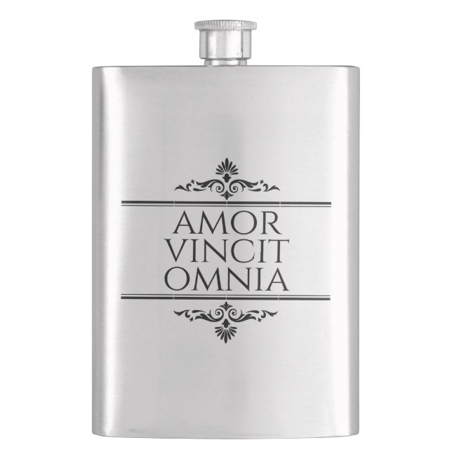 Amor Vincit Omnia Hip Flask (Front)