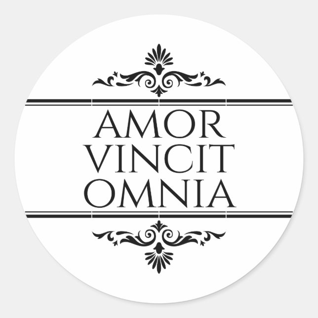 Amor Vincit Omnia - Love Conquers All Classic Round Sticker (Front)