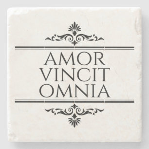 Amor Vincit Omnia Love Conquers All Latin Phrases Stone Coaster