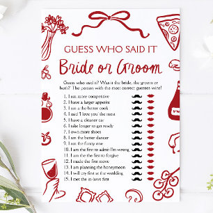 Amore Italian Bride or Groom Bridal Shower Game Invitation