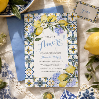 Amore Italian Lemon Mediterranean Bridal Shower Invitation