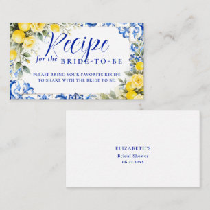 Amore Lemon Blue Yellow Bridal Shower Bring Recipe Enclosure Card