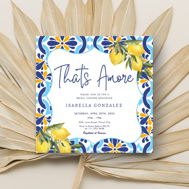 Amore Mediterranean Majolica Tiles Bridal Shower Invitation (Amore Mediterranean Majolica Tiles Bridal Shower Invitation)