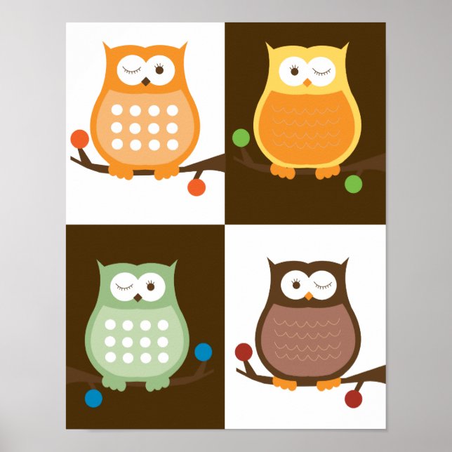 Amore Owls Pop Art Print 11 x 14 (Front)