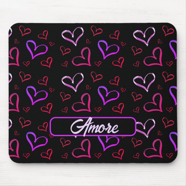 Amore Red And Purple Hearts Mouse Pad (Front)