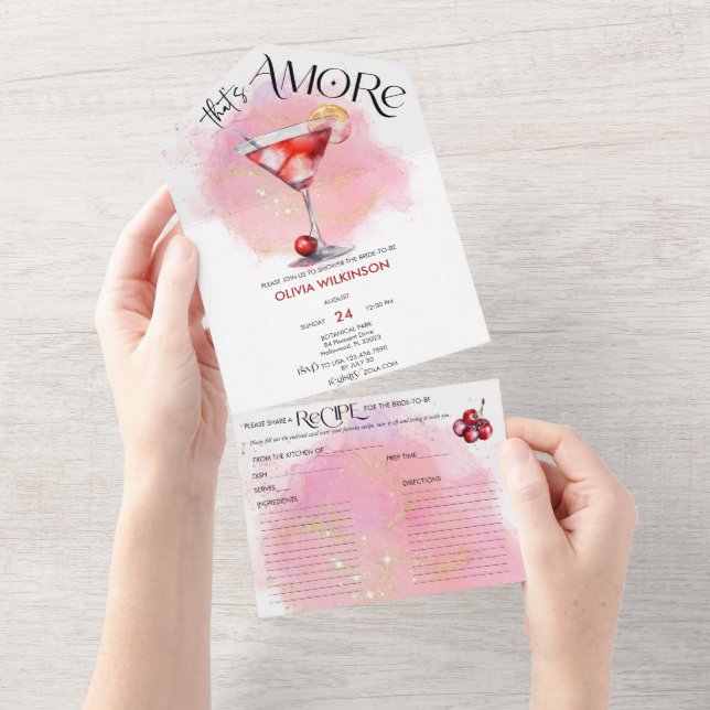 Amore | Watercolor Bridal Shower All In One Invitation (Tearaway)
