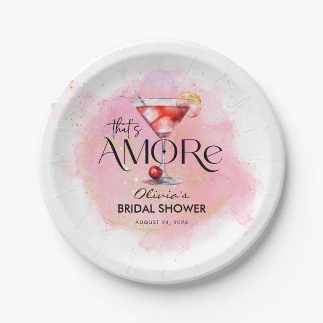 Amore | Watercolor Bridal Shower Paper Plate (Front)