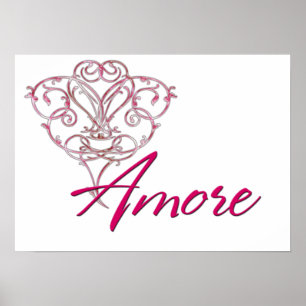 Amore with Scrolled Heart Design 1 - Print