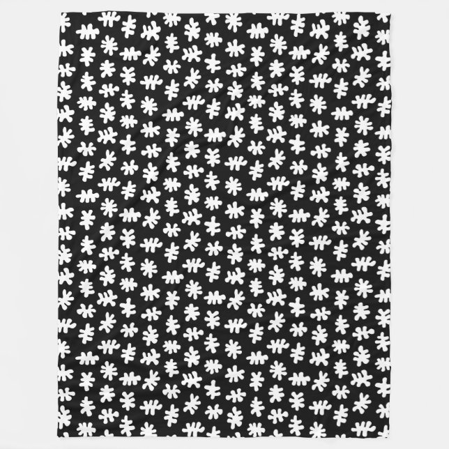 Amorphic Shapes 120322 - White on Black Fleece Blanket (Front)