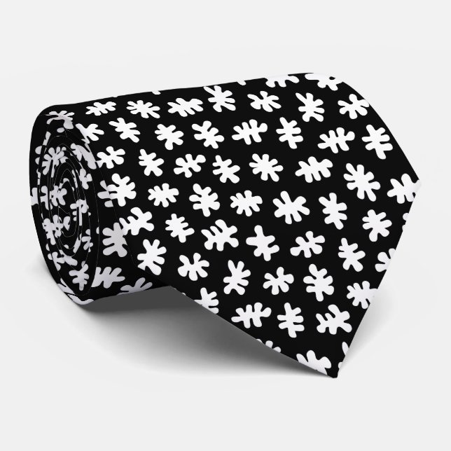 Amorphic Shapes 120322 - White on Black Tie (Rolled)