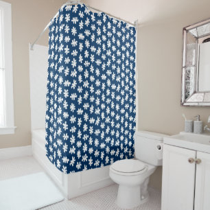 Amorphic Shapes 120322 - White on Indigo Blue Shower Curtain