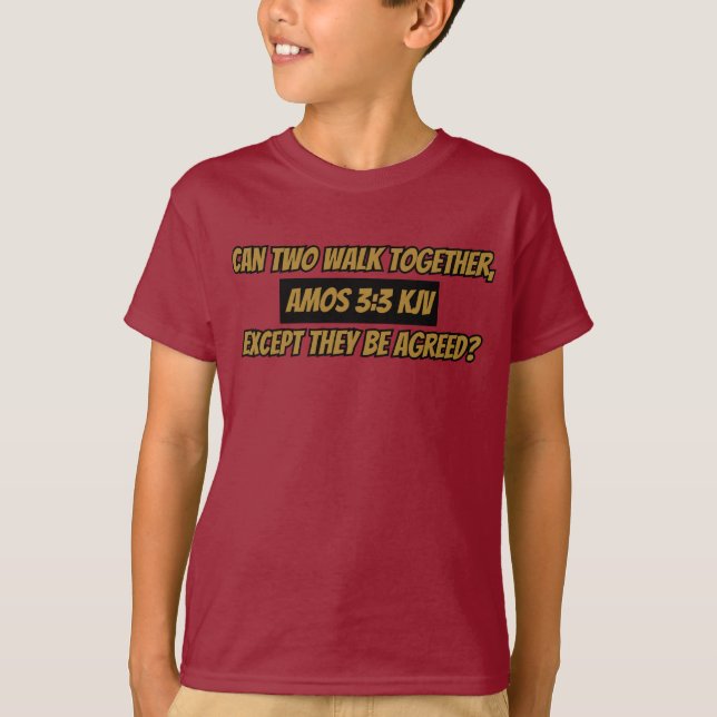Amos 3:3 KJV Bible Verse Scripture Boy's T-Shirt (Front)