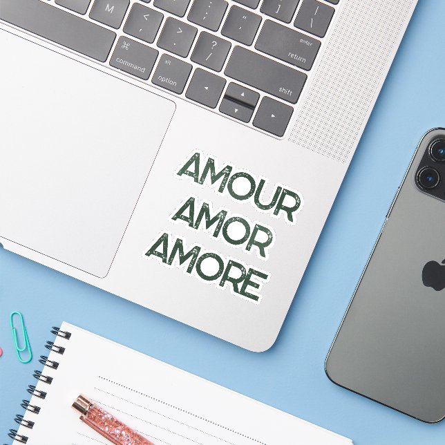 Amour Amor Amore – Love Typography Text Romantic (Laptop w/ iPhone)
