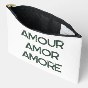 Amour Amor Amore – Love Typography Text Romantic Accessory Pouch