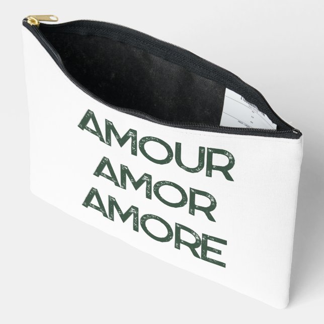 Amour Amor Amore – Love Typography Text Romantic Accessory Pouch (Open)