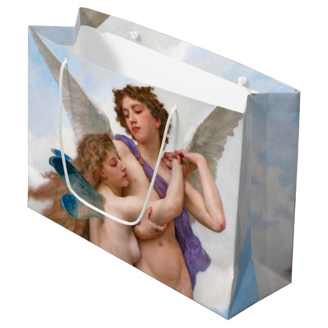 Amour and Psyche, Bouguereau Large Gift Bag (Front Angled)