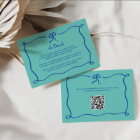 Amour | Blue and Teal Bow Wedding Details QR Code