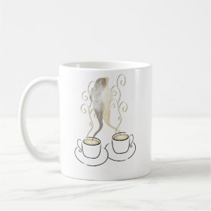 Amour Coffee Cups Illustration Romantic Coffee L