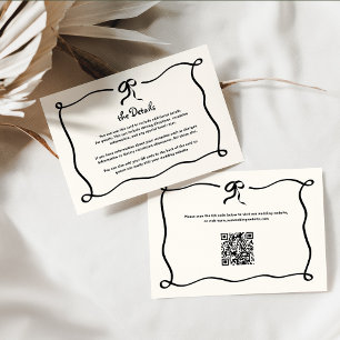 Amour   French Bow Wedding Details with QR Code Enclosure Card