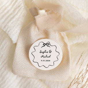 Amour   Illustrated French Bow Wedding Classic Round Sticker