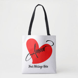 Amour (Love In French) (Personalised Message) Tote Bag