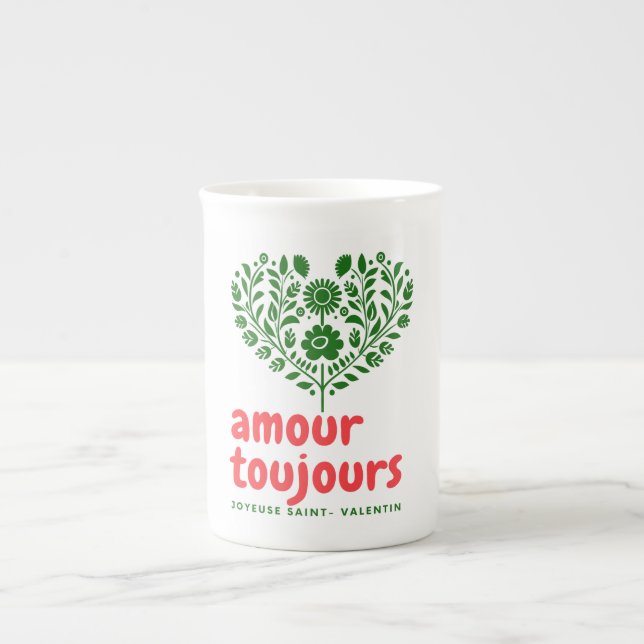 Amour Toujours Elegant Valentine's Day Design | Lo Bone China Mug (Front)