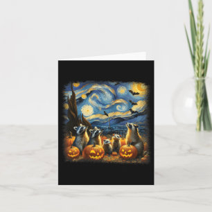 &amp; Possum Halloween Fall Van Gogh Starry Night  Card