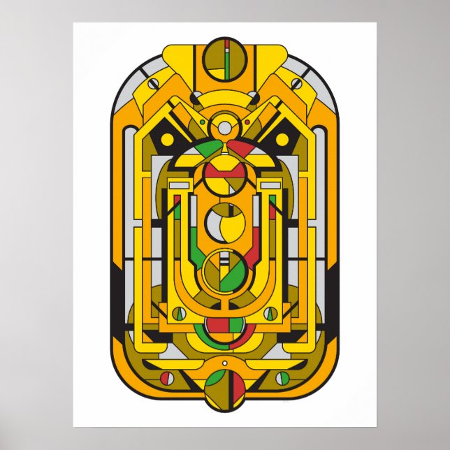 Ampel - Yellow Cyberpunk Geometric Abstract Poster (Front)