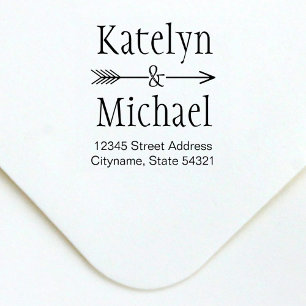 Ampersand Arrow Wedding First Names Address Self-inking Stamp