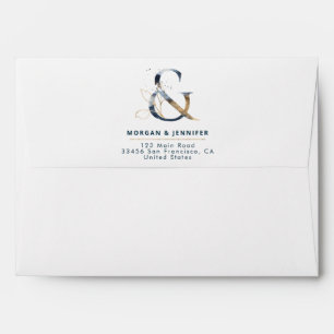 Ampersand Blu Navy and Gold Personalised Envelope