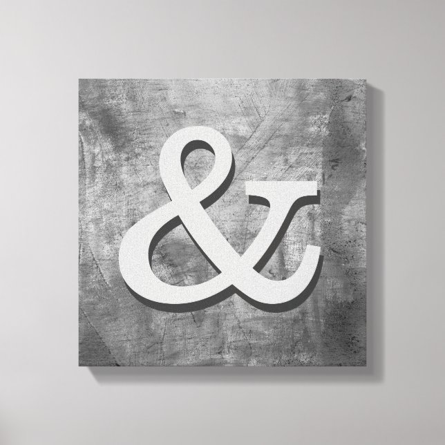ampersand canvas wall art shabby chic grey (Front)