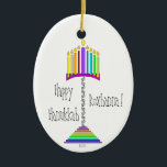 Ampersand Hanukkiah ornament<br><div class="desc">Celebrate the season with this vividly-colorful hanukkiah ornament whose central stand is made of ampersands.  Other side features same hanukkiah and says,  "Hanukkah Festival of Light".   Happy Hanukkah!  ~ karyn</div>