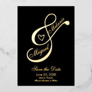 Ampersand Heart Black Save the Date Pressed