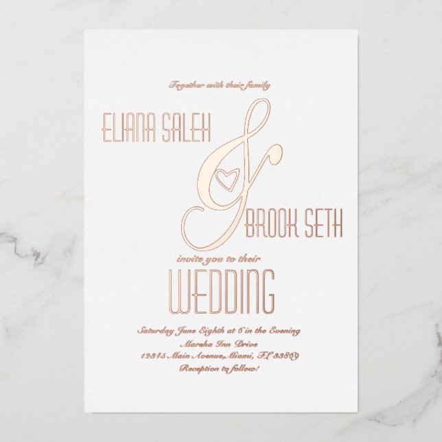 Ampersand Heart Gold Wedding Pressed   (Front)