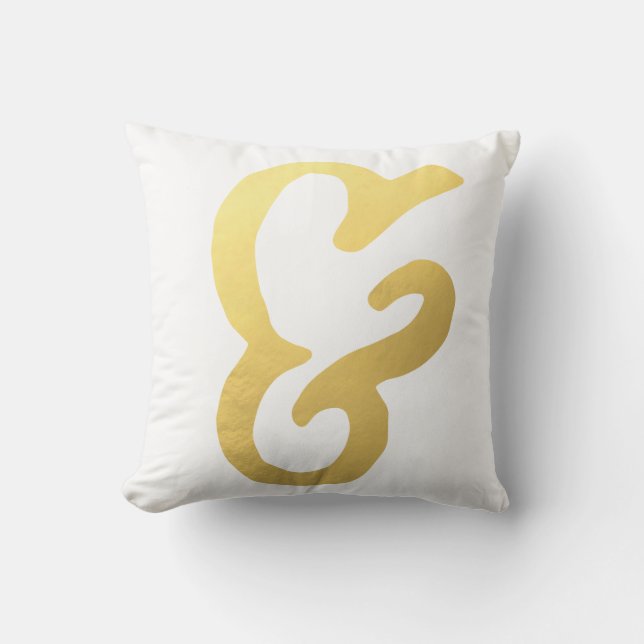Ampersand Home Decor-Gold and White Cushion (Front)