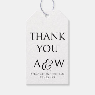 Ampersand Monogram Black and White Wedding Favour Gift Tags