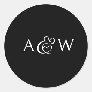 Ampersand Monogram Black Wedding Classic Round Sticker