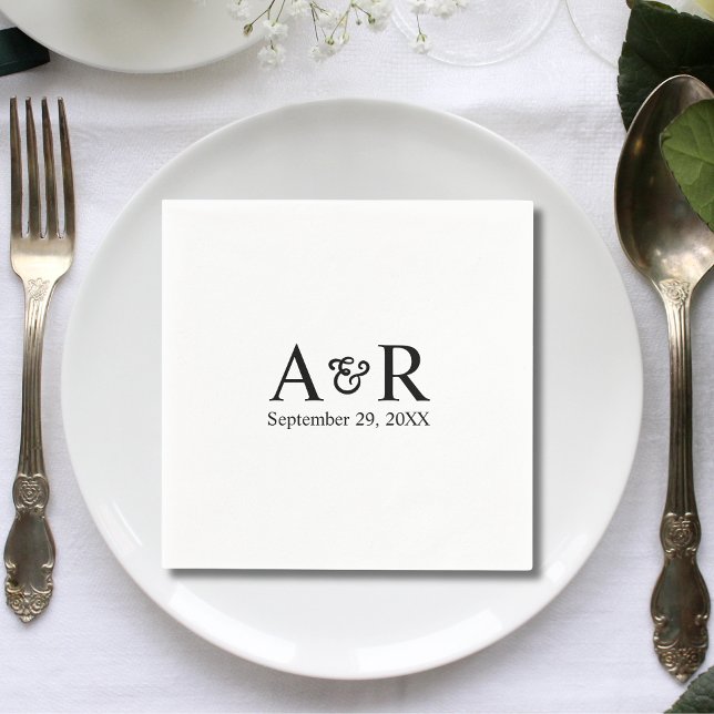Ampersand Monogram Minimal and Chic Wedding Napkin (Creator Uploaded)