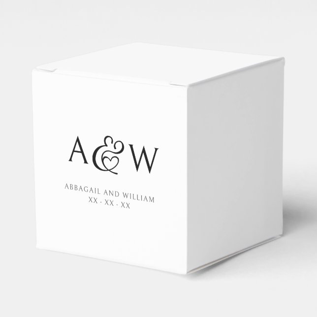 Ampersand Monogram Modern Black and White Wedding Favour Box (Front Side)